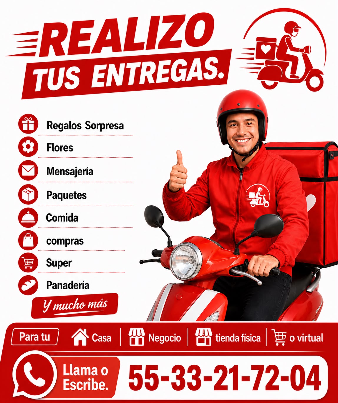 Imagen de realizo tus entregas con lista de servicios y el número 55-33-21-72-04.